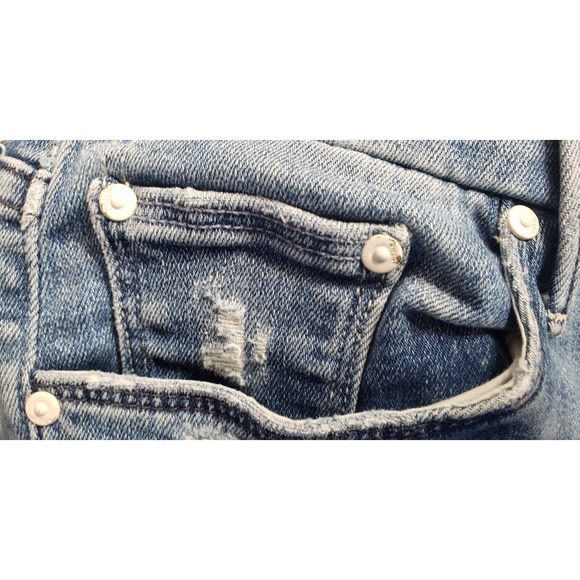 Mother Womens The Looker Graffiti Girl Distressed Blue Jeans 31 Comfort Stretch - Picture 14 of 16